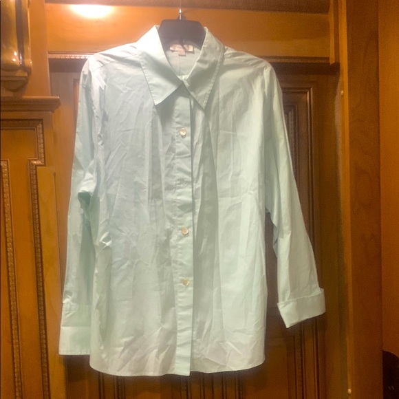 NWOT VINCE Tie-Back Organic Cotton Button-Up Shirt Pale Mineral Blue Size Large - Picture 5 of 15